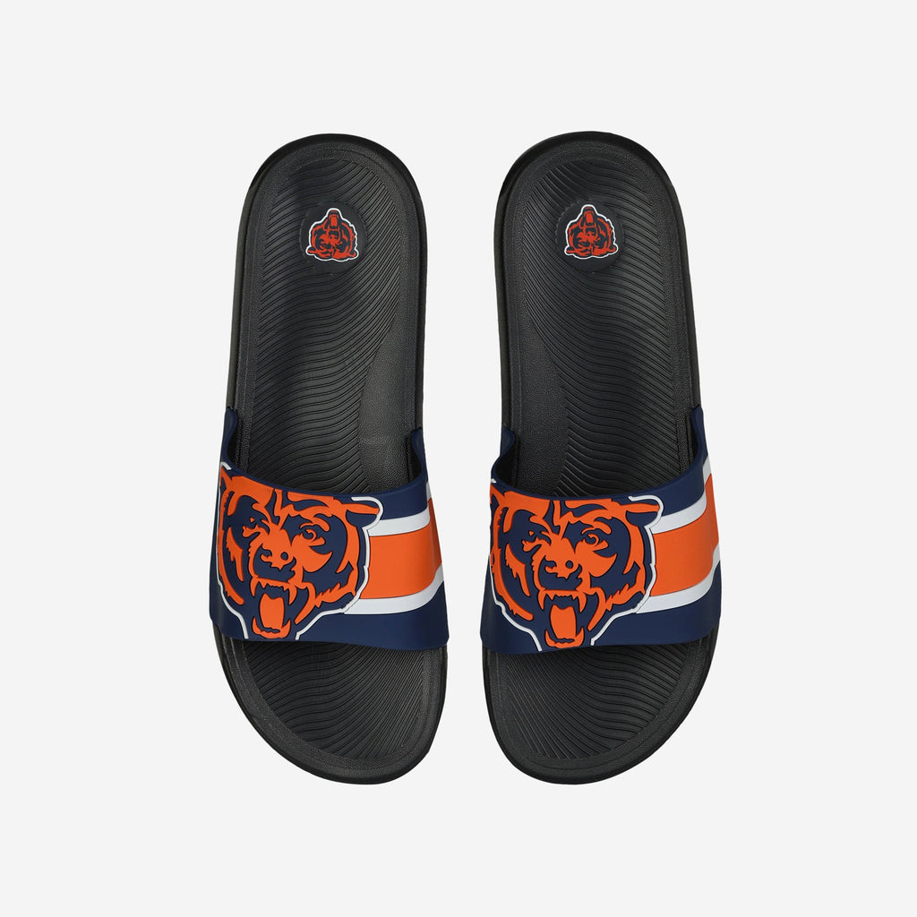 Chicago Bears Striped Big Logo Raised Slide FOCO S - FOCO.com