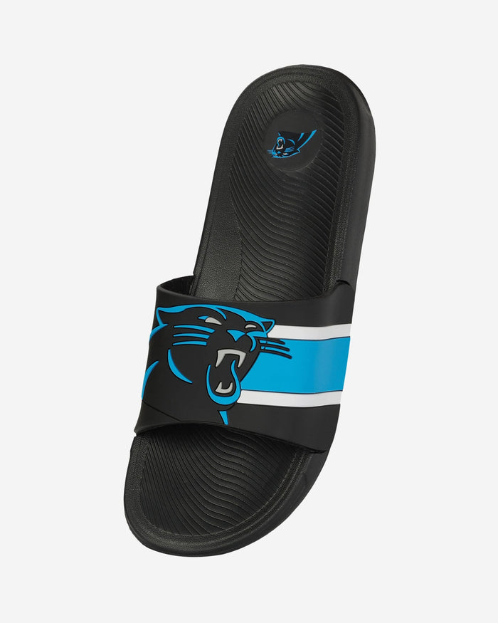 Carolina Panthers Striped Big Logo Raised Slide FOCO - FOCO.com