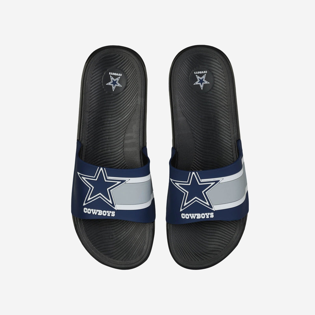 Dallas Cowboys Striped Big Logo Raised Slide FOCO - FOCO.com