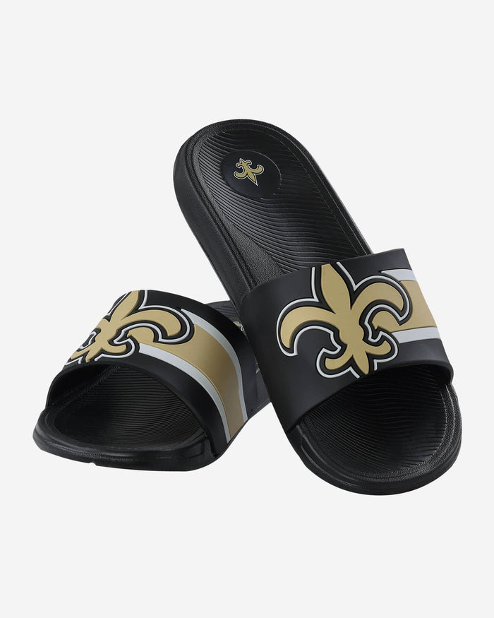 New Orleans Saints Striped Big Logo Raised Slide FOCO - FOCO.com