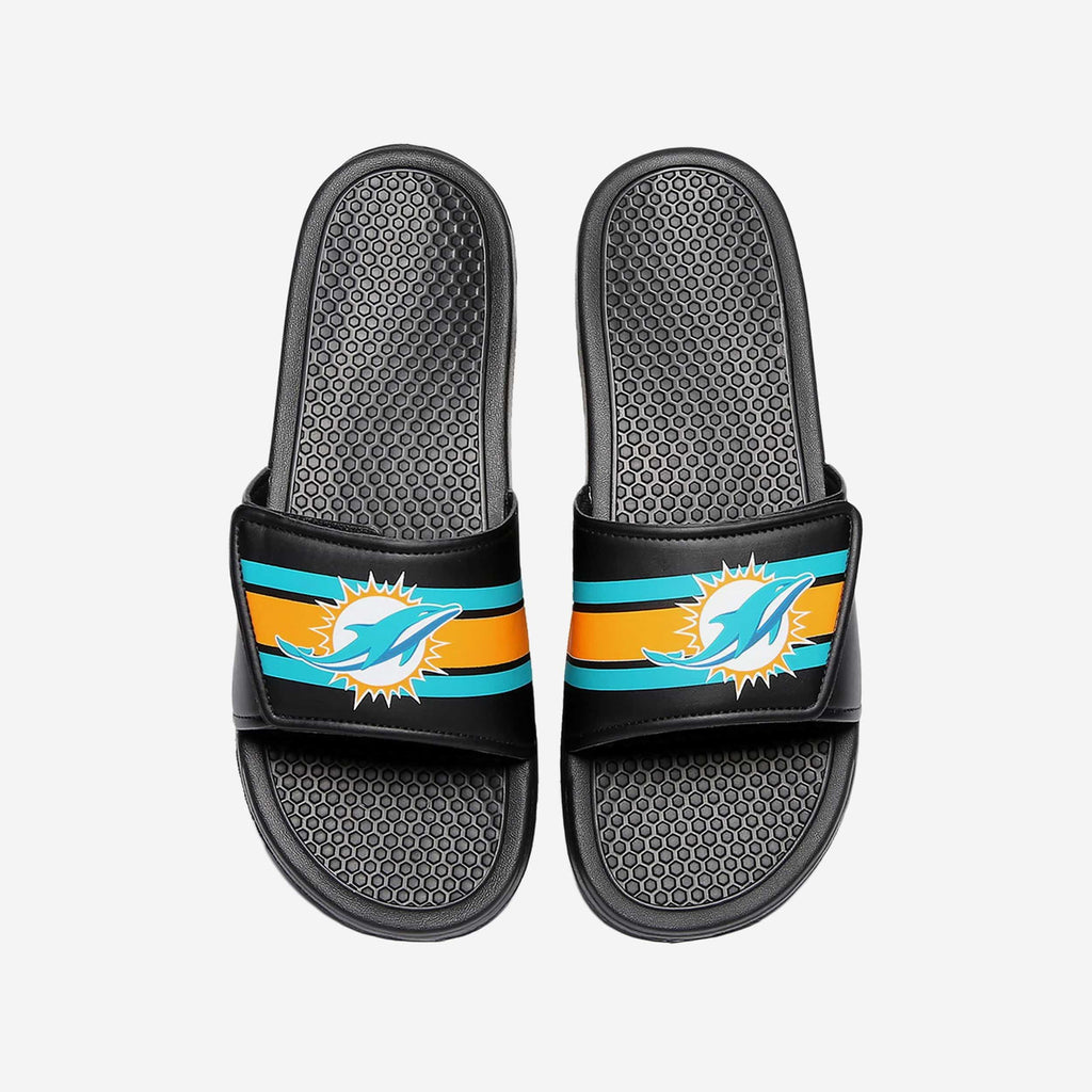 Miami Dolphins Stripe Legacy Sport Slide FOCO S - FOCO.com