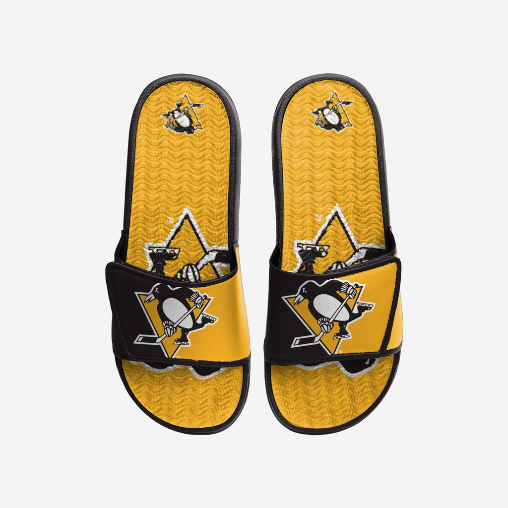 Pittsburgh Penguins Colorblock Big Logo Gel Slide FOCO S - FOCO.com