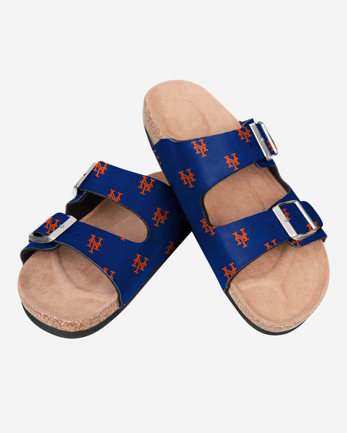 New York Mets Womens Team Logo Double Buckle Sandal FOCO - FOCO.com