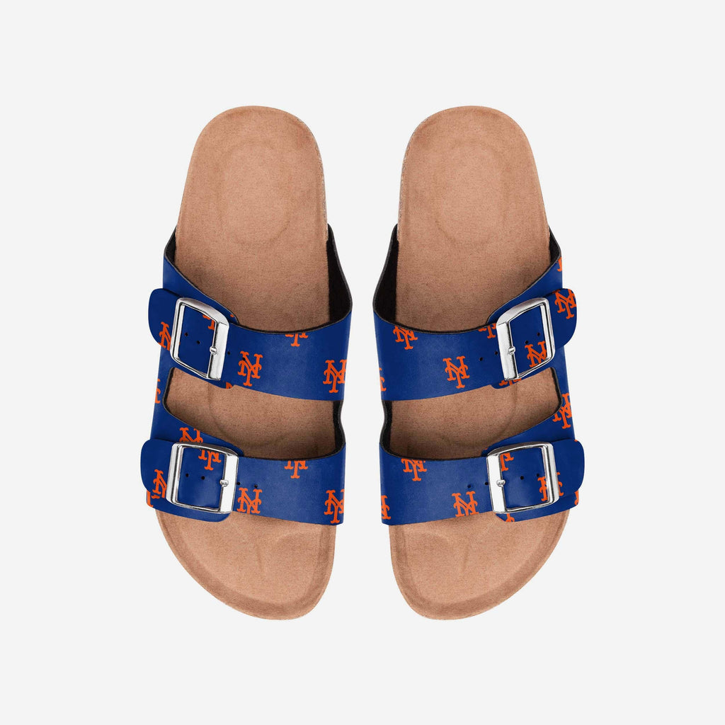 New York Mets Womens Team Logo Double Buckle Sandal FOCO S - FOCO.com
