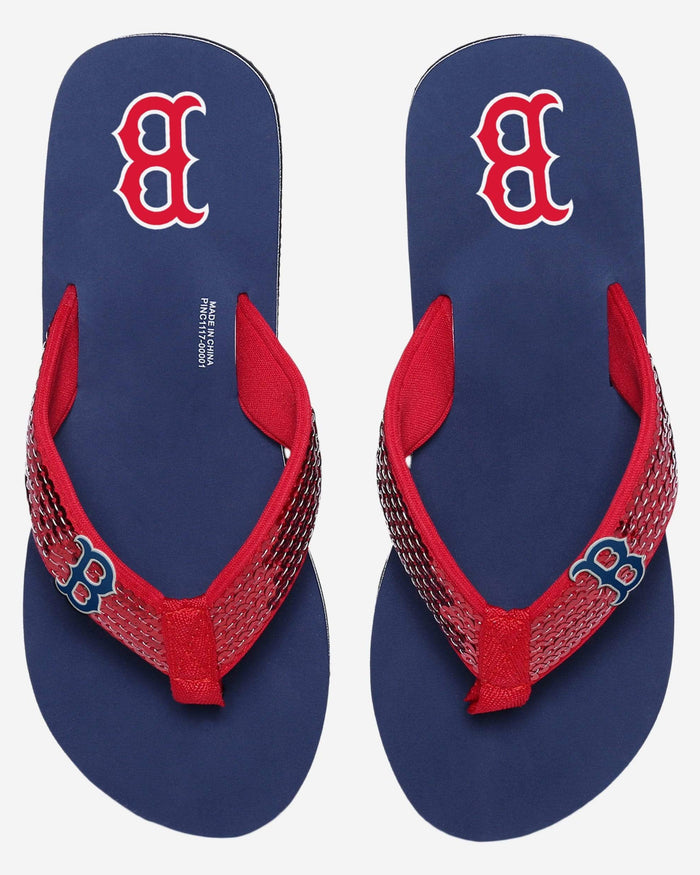 Boston Red Sox Womens Sequin Flip Flop FOCO - FOCO.com