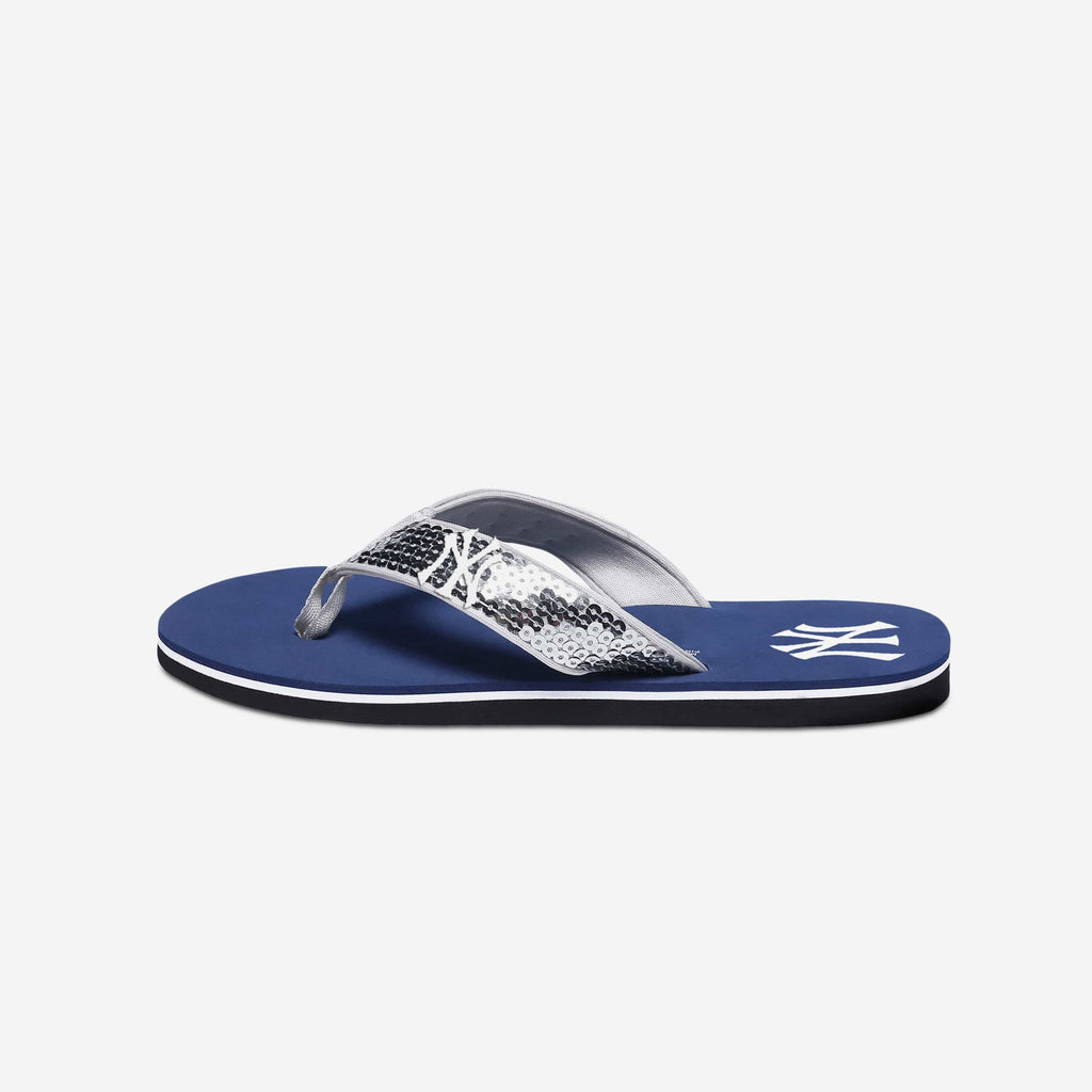 New York Yankees Womens Sequin Flip Flop FOCO - FOCO.com