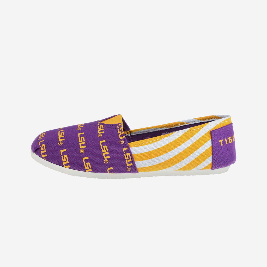 LSU Tigers Womens Stripe Canvas Shoe FOCO - FOCO.com
