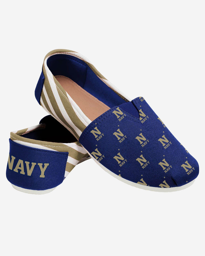 Navy Midshipmen Womens Stripe Canvas Shoe FOCO - FOCO.com