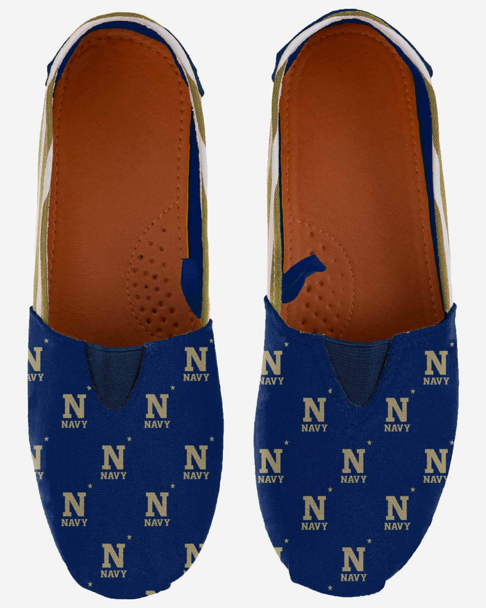 Navy Midshipmen Womens Stripe Canvas Shoe FOCO - FOCO.com