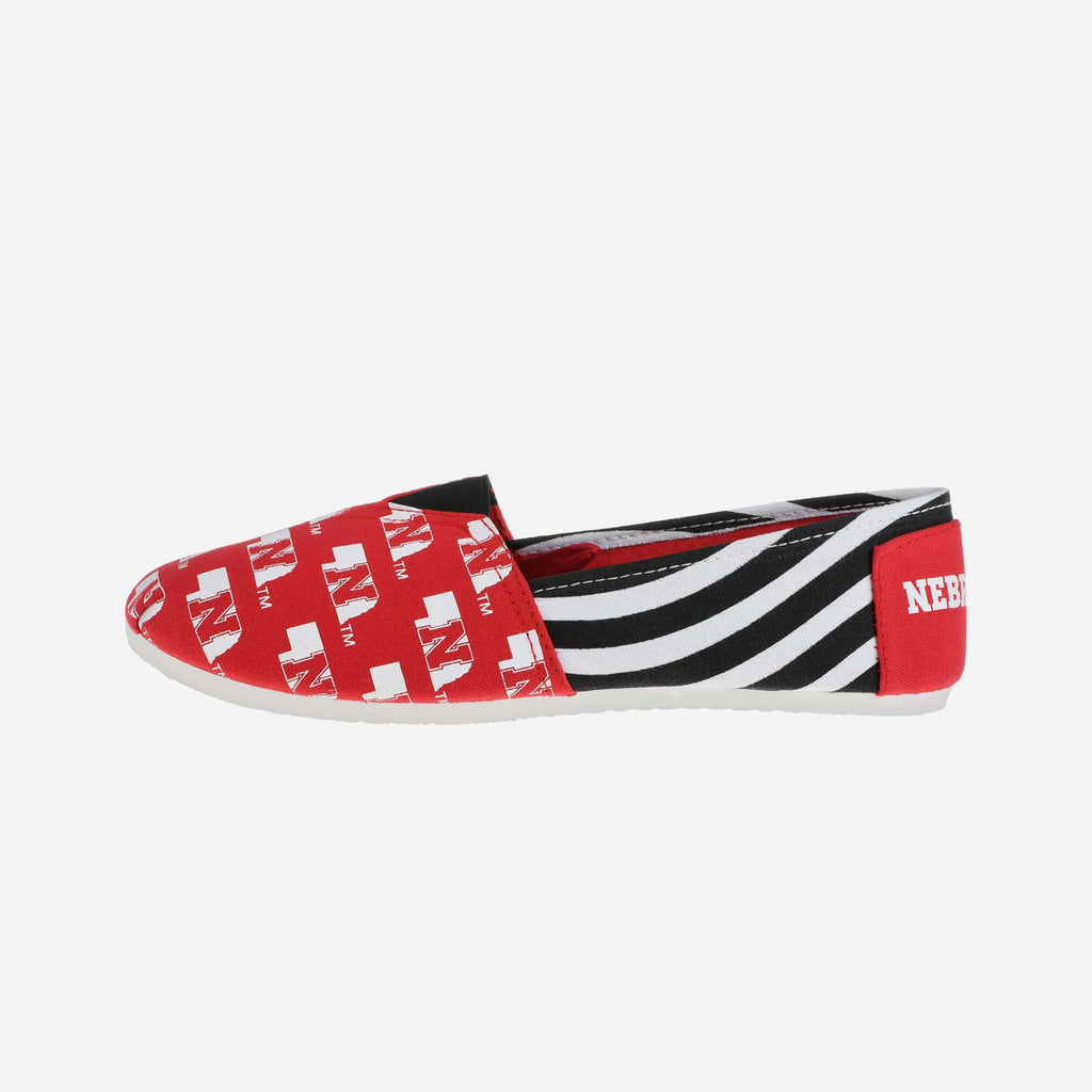 Nebraska Cornhuskers Womens Stripe Canvas Shoe FOCO - FOCO.com