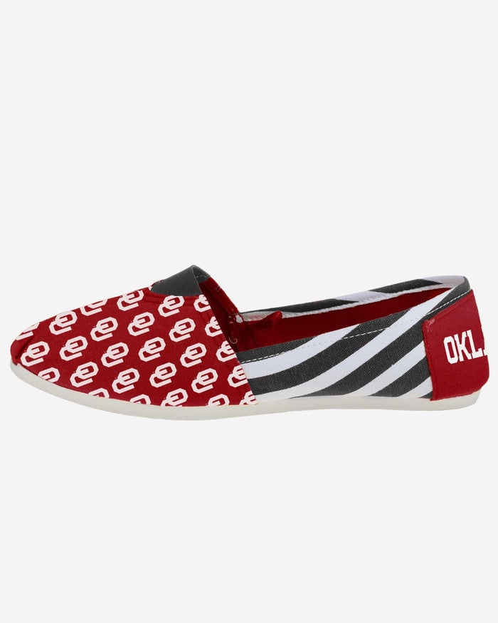 Oklahoma Sooners Womens Stripe Canvas Shoe FOCO - FOCO.com
