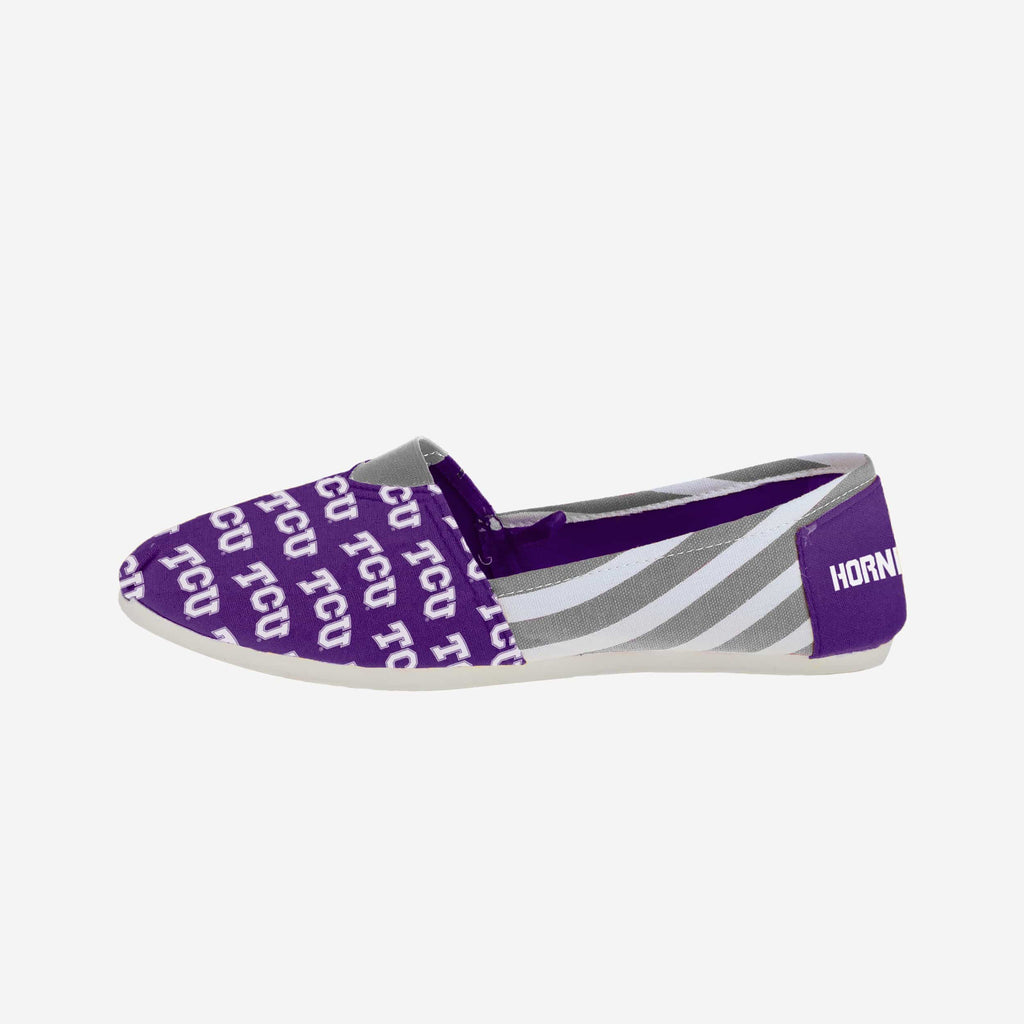 TCU Horned Frogs Womens Stripe Canvas Shoe FOCO - FOCO.com