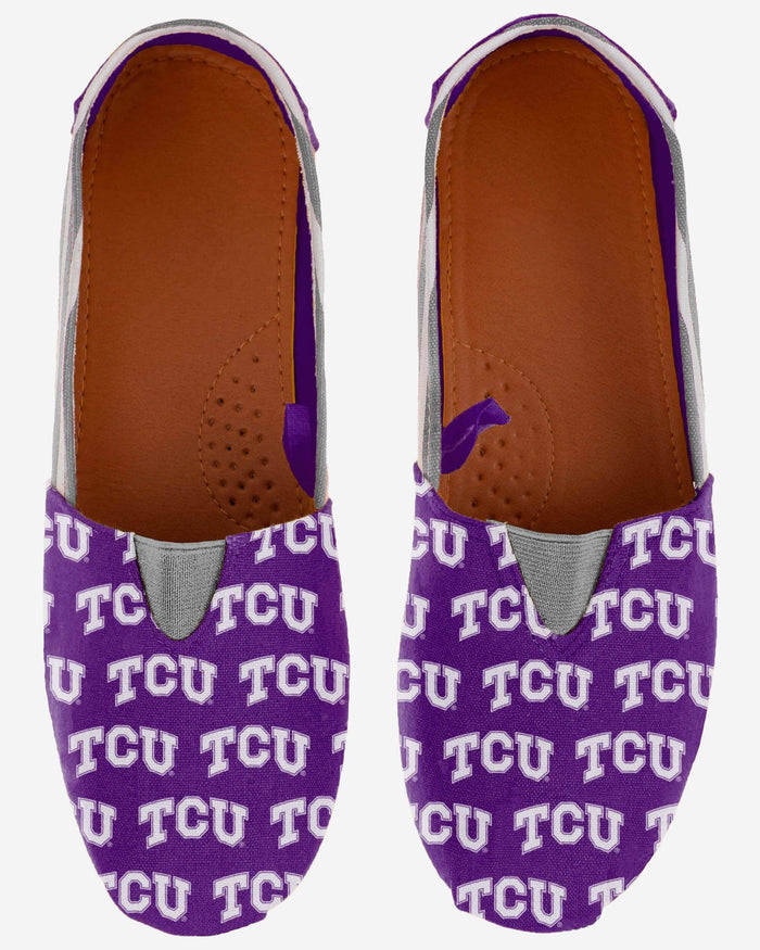 TCU Horned Frogs Womens Stripe Canvas Shoe FOCO - FOCO.com