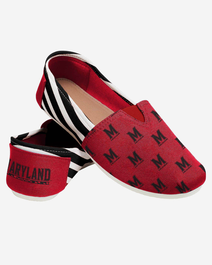 Maryland Terrapins Womens Stripe Canvas Shoe FOCO - FOCO.com