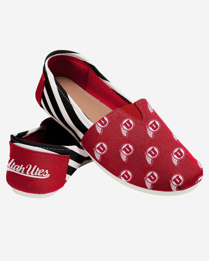 Utah Utes Womens Stripe Canvas Shoe FOCO - FOCO.com