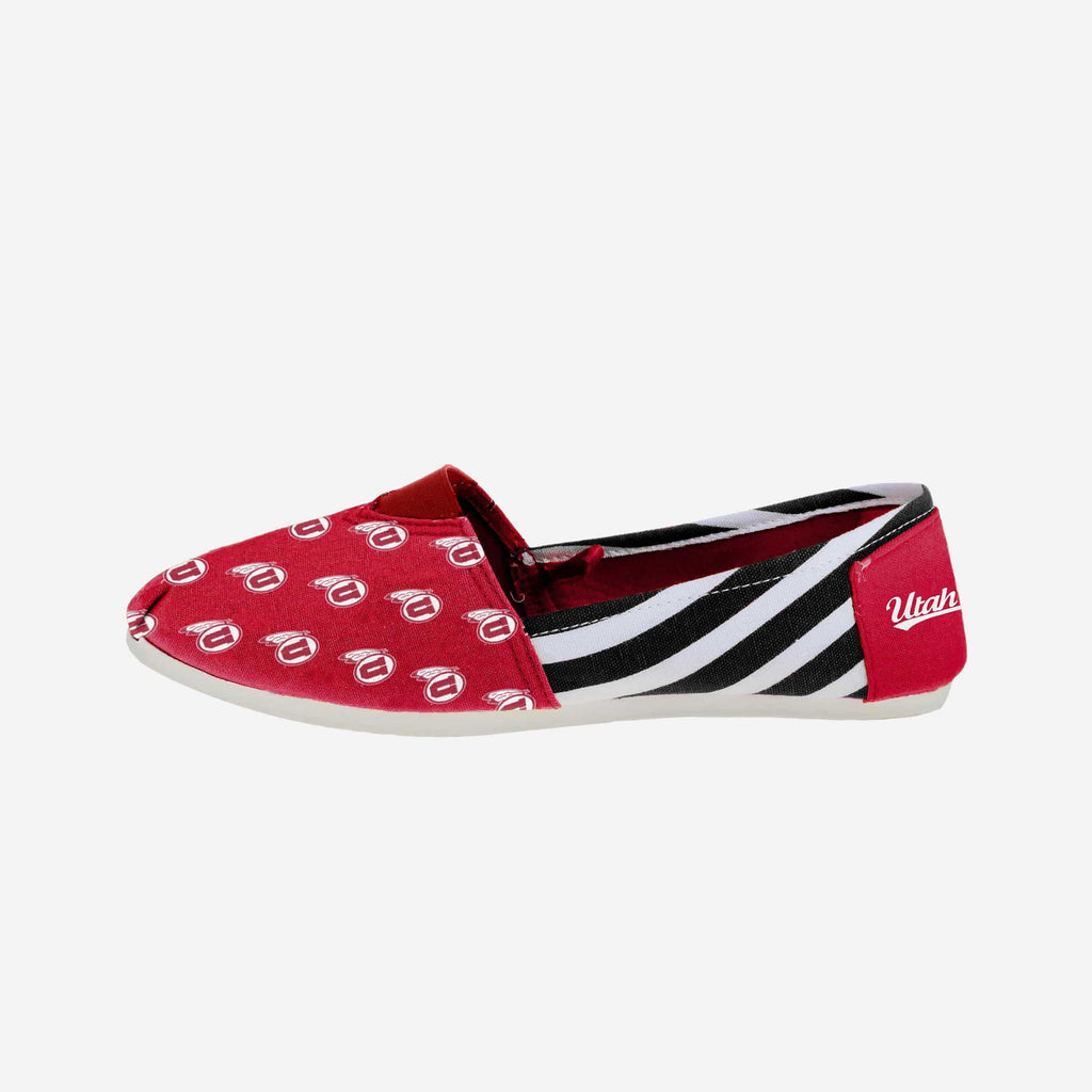 Utah Utes Womens Stripe Canvas Shoe FOCO - FOCO.com