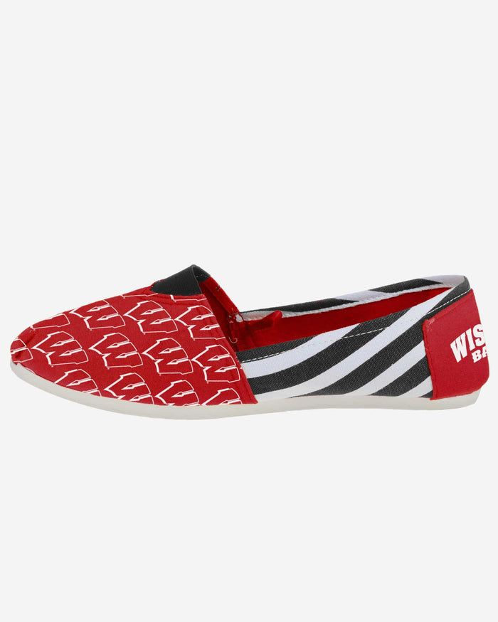 Wisconsin Badgers Womens Stripe Canvas Shoe FOCO - FOCO.com