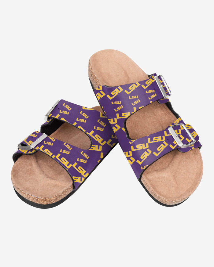 LSU Tigers Womens Mini Print Double Buckle Sandal FOCO - FOCO.com