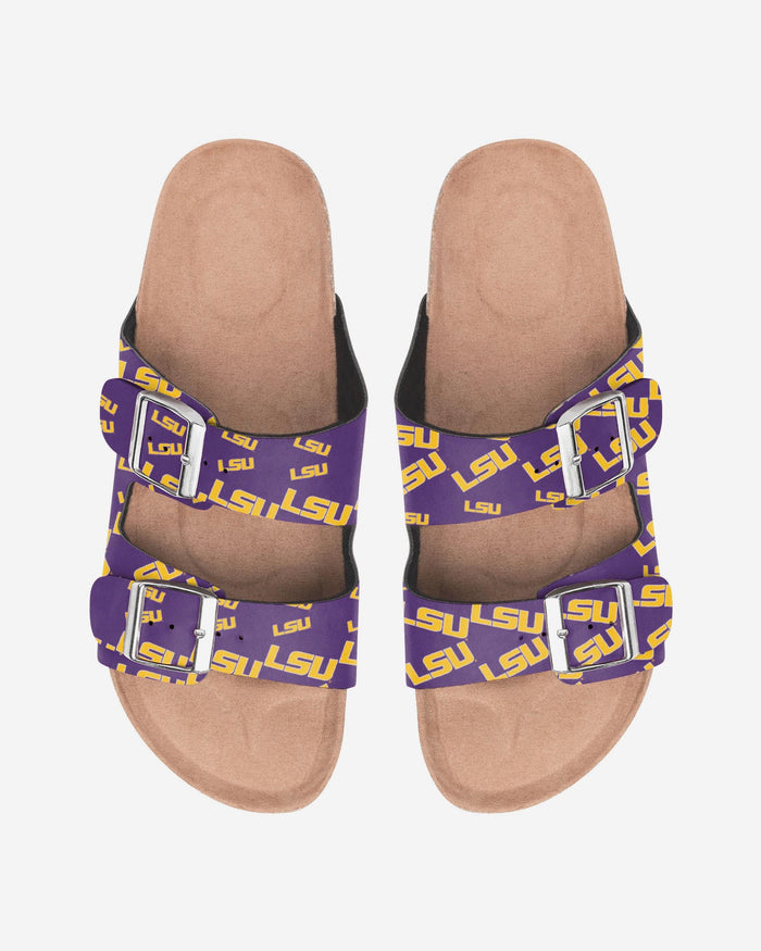 LSU Tigers Womens Mini Print Double Buckle Sandal FOCO S - FOCO.com