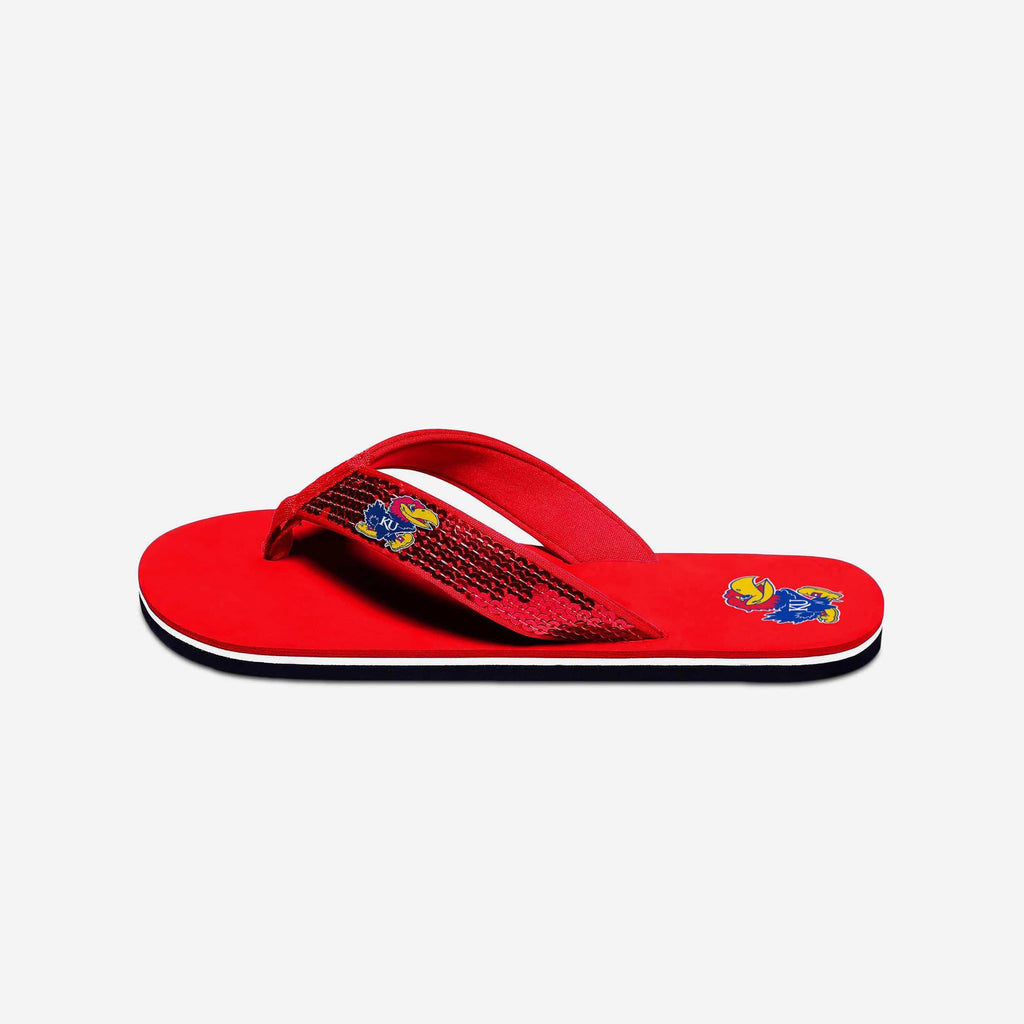 Kansas Jayhawks Womens Sequin Flip Flop FOCO - FOCO.com