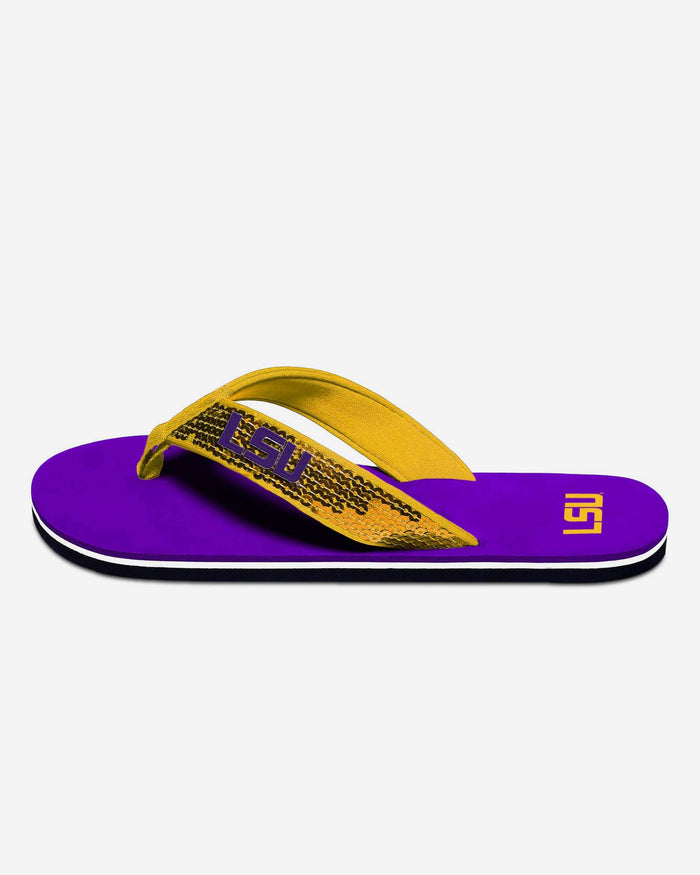 LSU Tigers Womens Sequin Flip Flop FOCO - FOCO.com