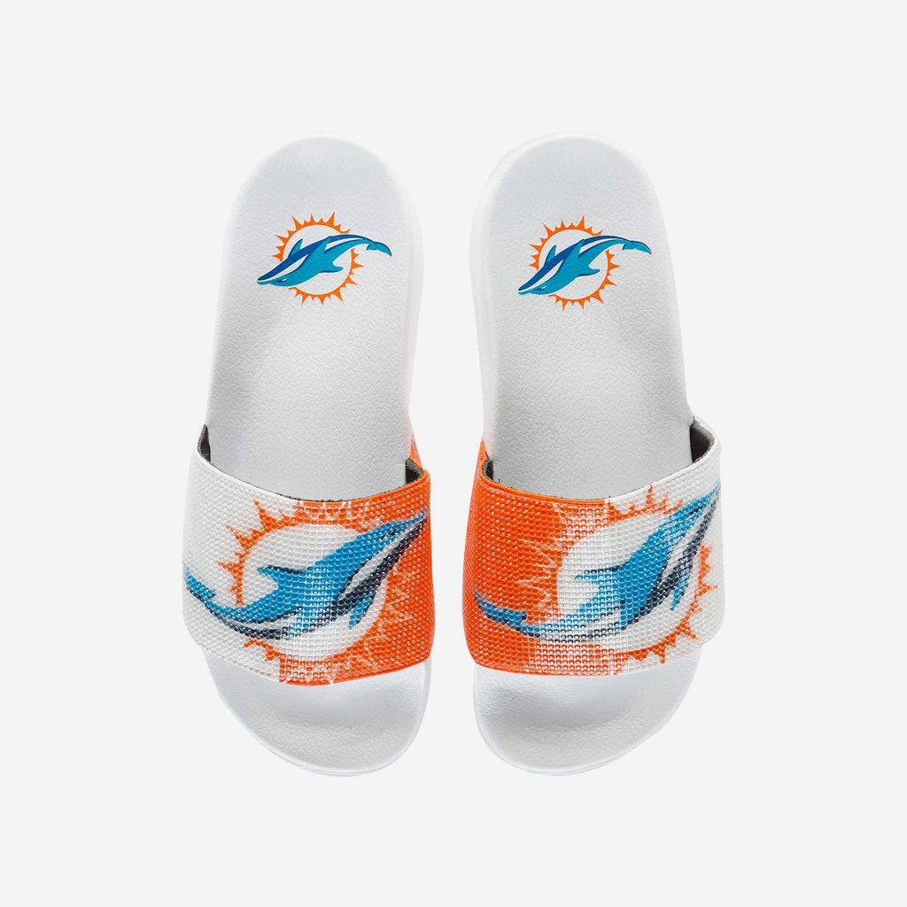 Miami Dolphins Womens Big Logo Shimmer Slide FOCO S - FOCO.com