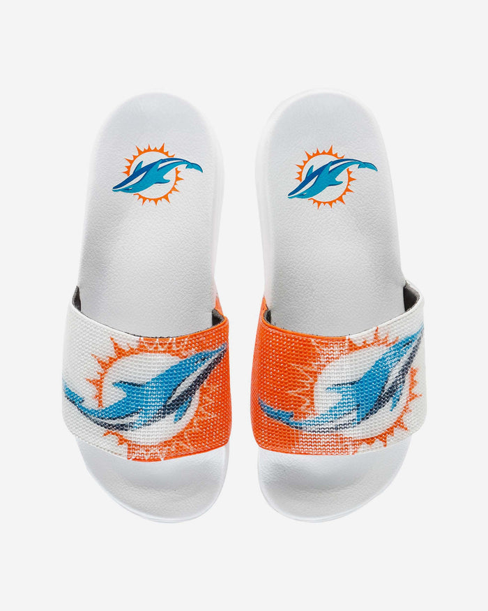 Miami Dolphins Womens Big Logo Shimmer Slide FOCO S - FOCO.com