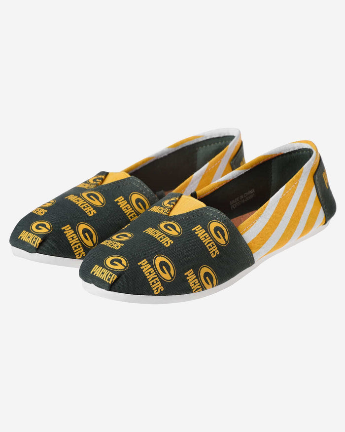 Green Bay Packers Womens Stripe Canvas Shoe FOCO - FOCO.com