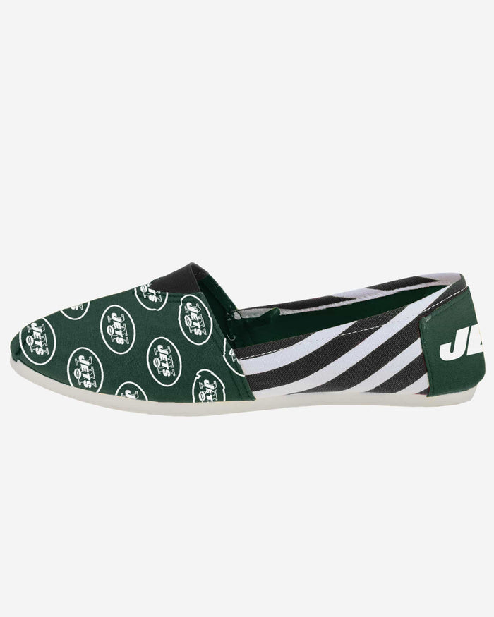 New York Jets Womens Stripe Canvas Shoe FOCO - FOCO.com