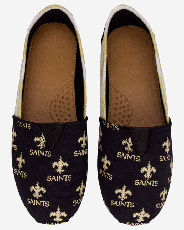 New Orleans Saints Womens Stripe Canvas Shoe FOCO - FOCO.com