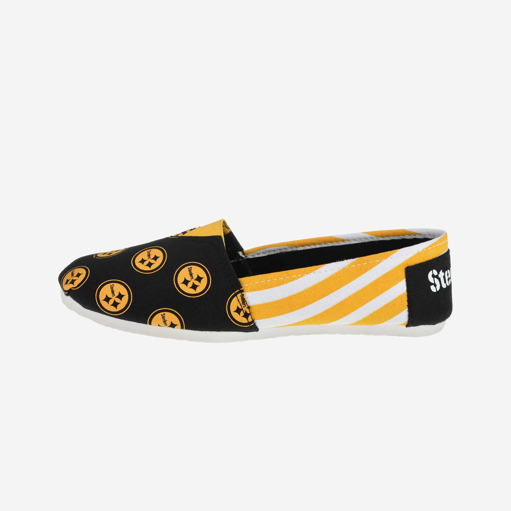 Pittsburgh Steelers Womens Stripe Canvas Shoe FOCO - FOCO.com