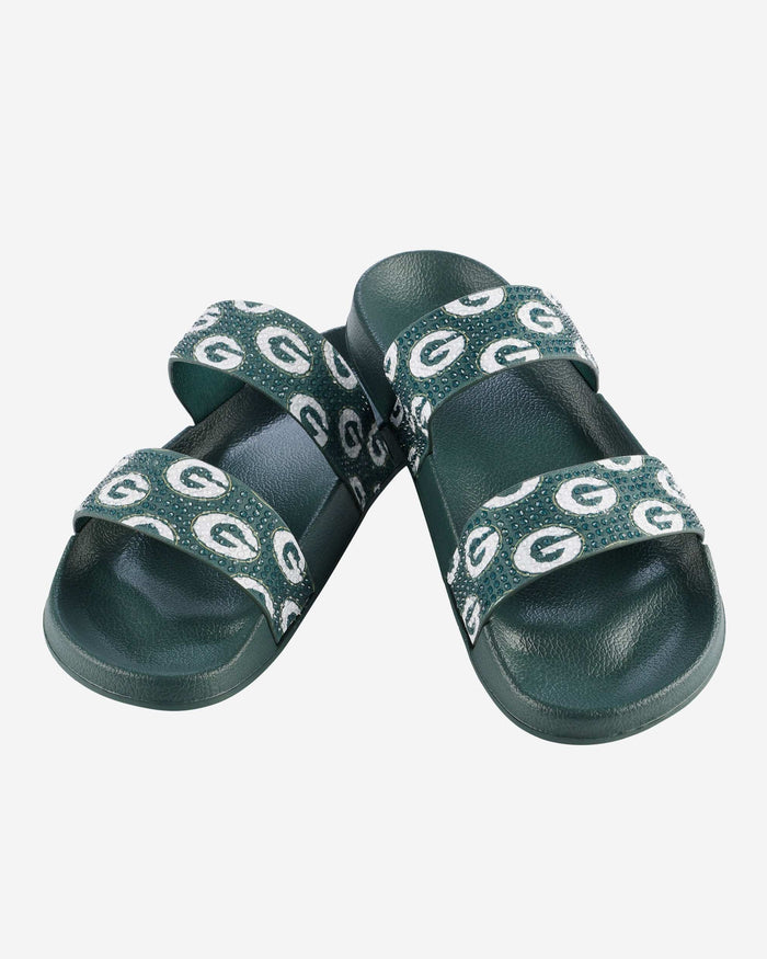 Green Bay Packers Womens Double Strap Shimmer Sandal FOCO - FOCO.com