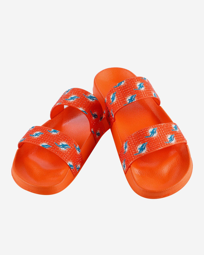 Miami Dolphins Womens Double Strap Shimmer Sandal FOCO - FOCO.com