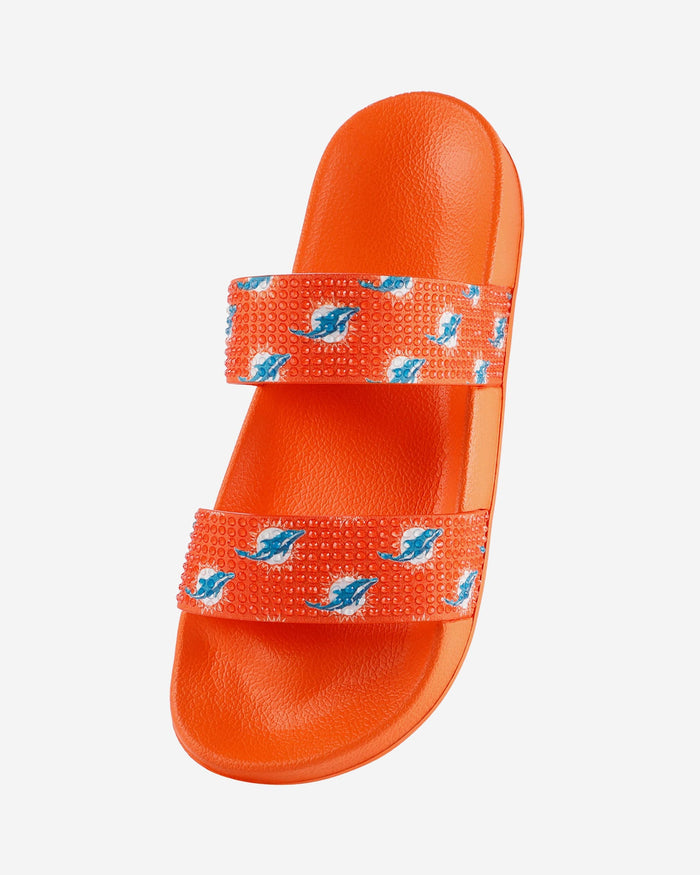 Miami Dolphins Womens Double Strap Shimmer Sandal FOCO - FOCO.com