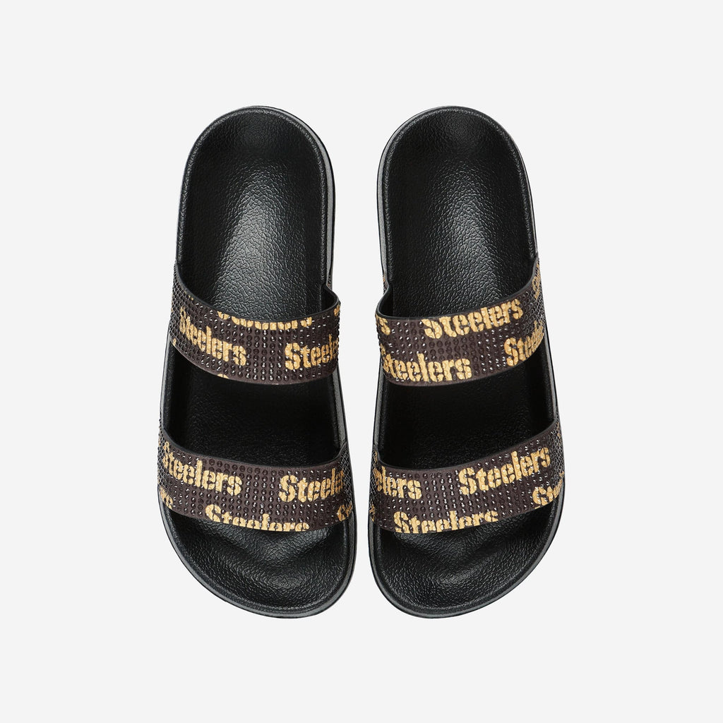 Pittsburgh Steelers Womens Double Strap Shimmer Sandal FOCO S - FOCO.com
