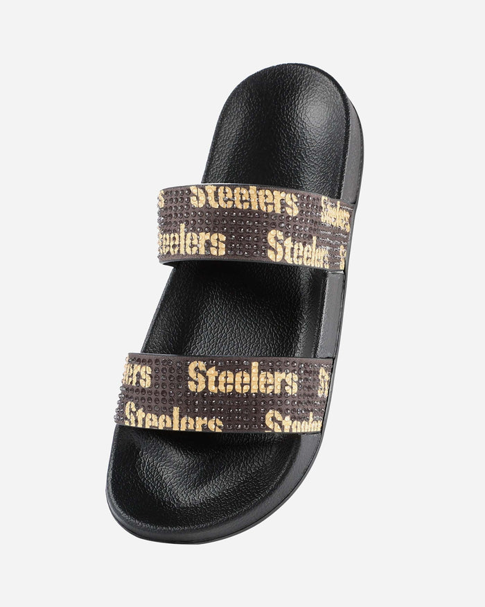 Pittsburgh Steelers Womens Double Strap Shimmer Sandal FOCO - FOCO.com