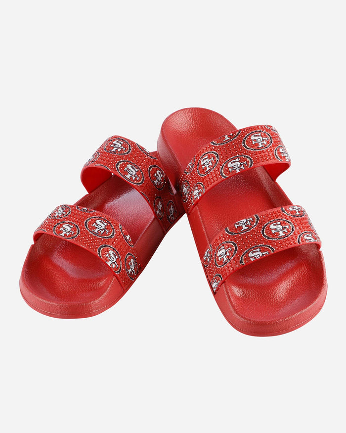 San Francisco 49ers Womens Double Strap Shimmer Sandal FOCO - FOCO.com