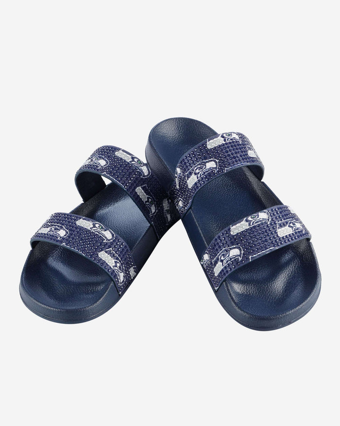 Seattle Seahawks Womens Double Strap Shimmer Sandal FOCO - FOCO.com