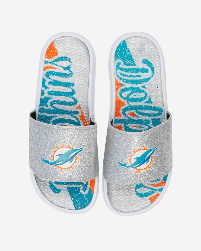 Miami Dolphins Womens Glitter Gel Slide FOCO S - FOCO.com