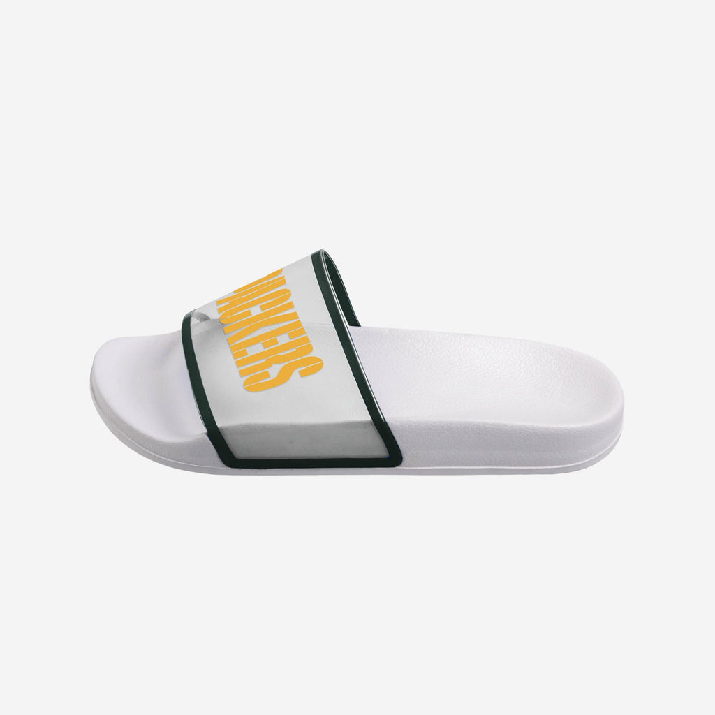 Green Bay Packers Womens Clear Wordmark Slide Sandals FOCO - FOCO.com