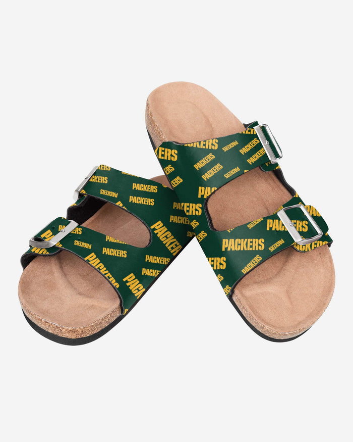 Green Bay Packers Womens Mini Print Double Buckle Sandal FOCO - FOCO.com