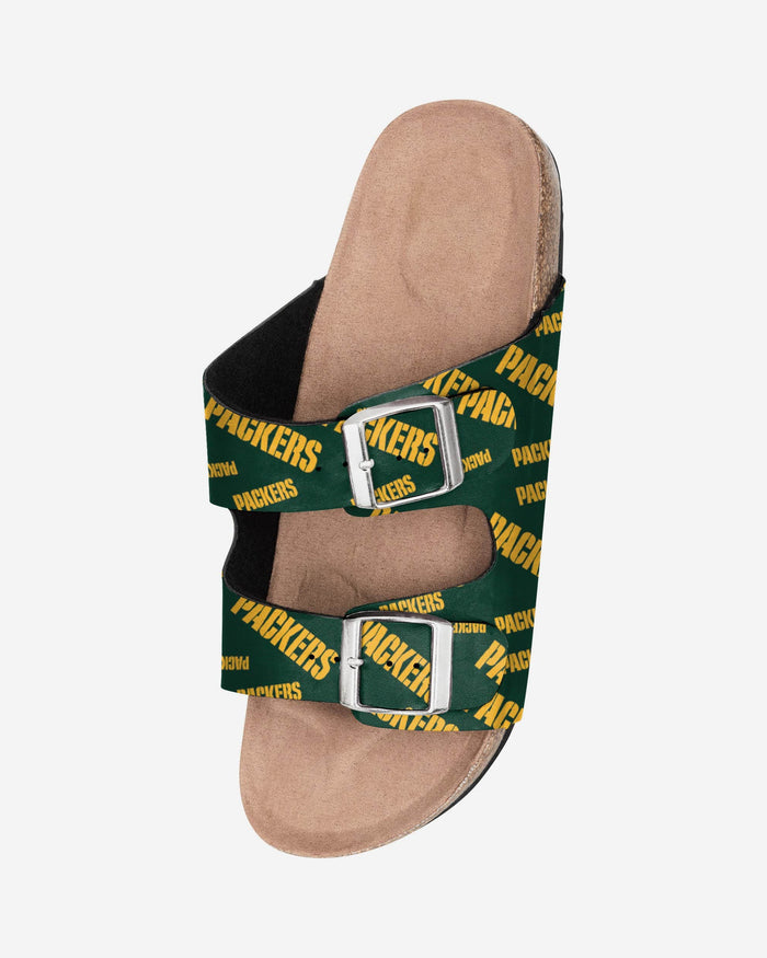 Green Bay Packers Womens Mini Print Double Buckle Sandal FOCO - FOCO.com