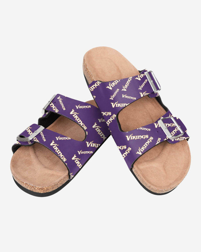 Minnesota Vikings Womens Mini Print Double Buckle Sandal FOCO - FOCO.com