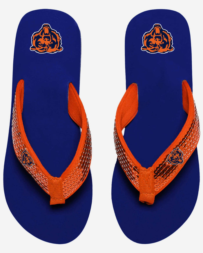 Chicago Bears Womens Sequin Flip Flop FOCO - FOCO.com