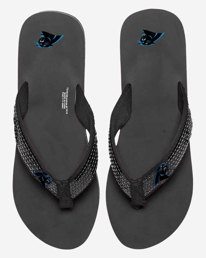 Carolina Panthers Womens Sequin Flip Flop FOCO - FOCO.com