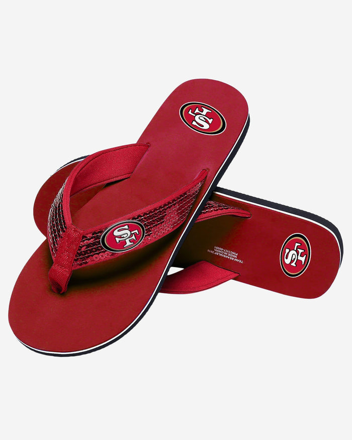 San Francisco 49ers Womens Sequin Flip Flop FOCO - FOCO.com