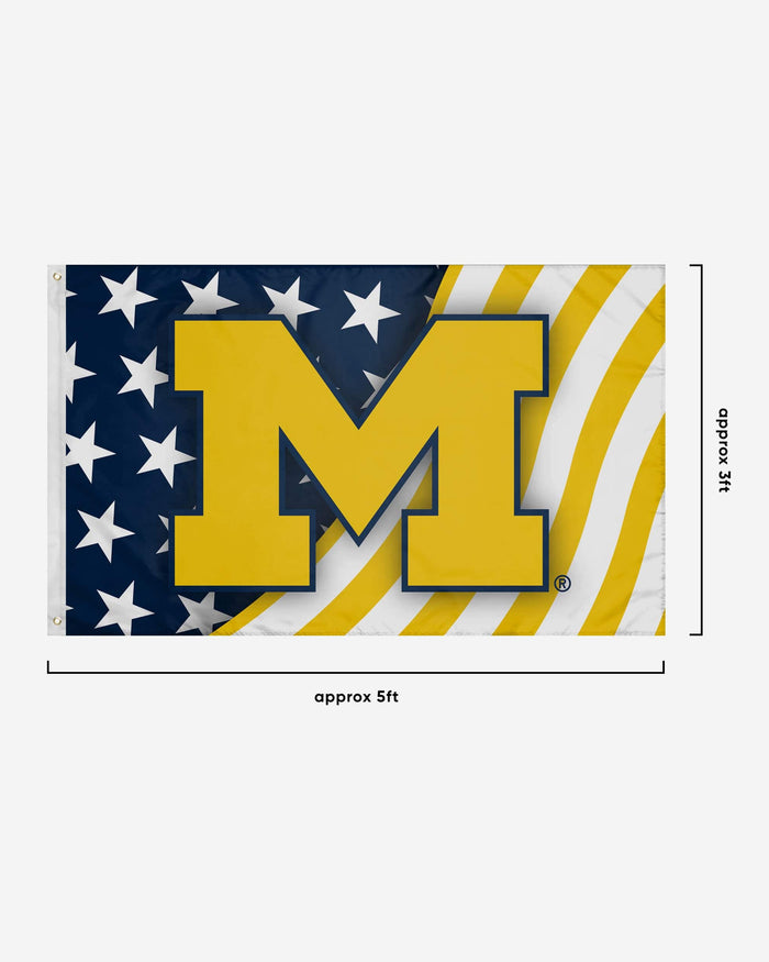 Michigan Wolverines Americana Horizontal Flag FOCO - FOCO.com