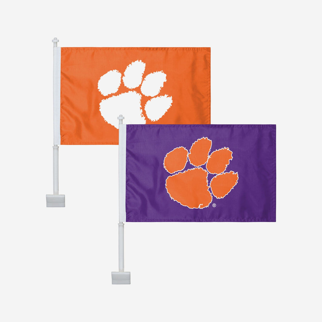 Clemson Tigers 2 Pack Solid Car Flag FOCO - FOCO.com