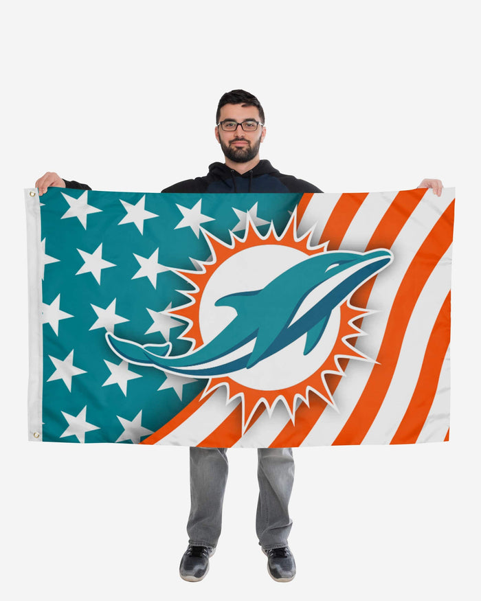 Miami Dolphins Americana Horizontal Flag FOCO - FOCO.com