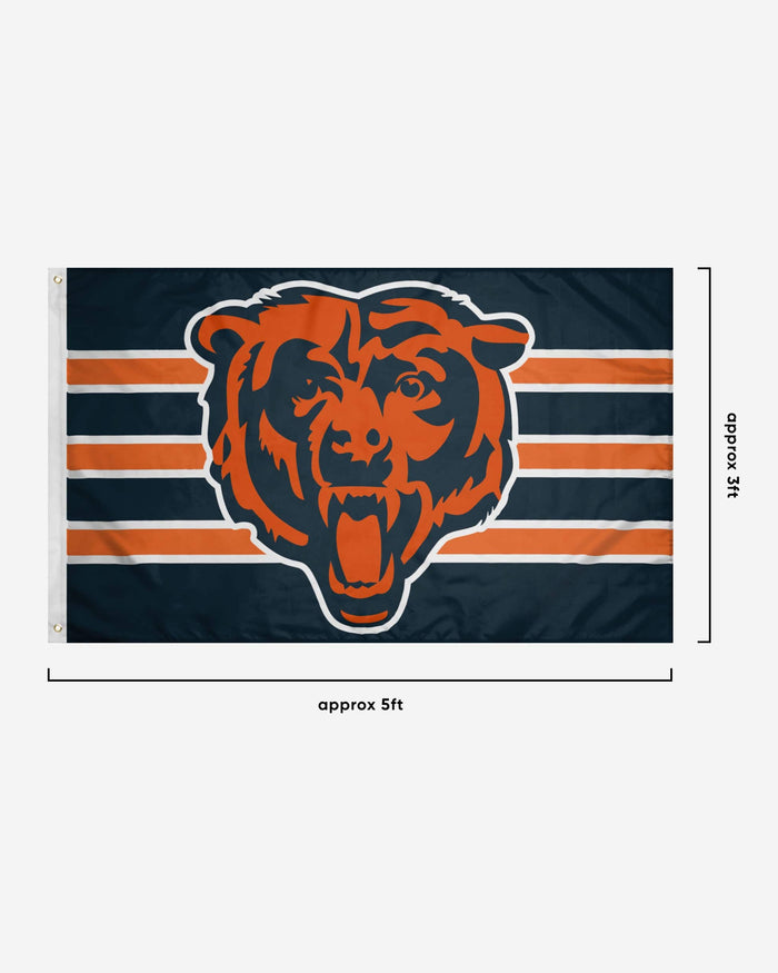 Chicago Bears Big Logo Team Stripe Horizontal Flag FOCO - FOCO.com